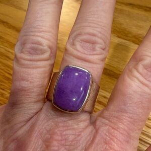 Janice Girardi sterling silver ring, Lavender Jade ring, unisex ring